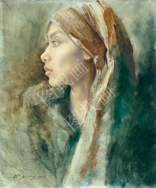 近现代 刘亚明 绿调子 50x60cm